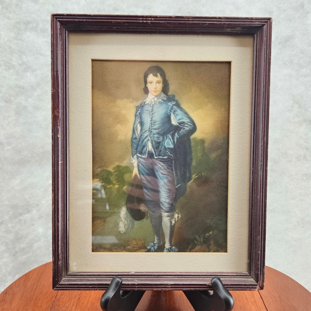 Vintage Blue Boy Print Framed Art Thomas Gainsborough Replica Antique Decor